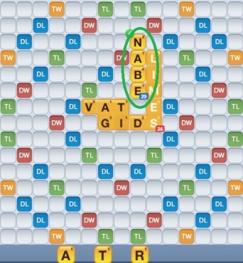 High value tile on high value square with word. (1)